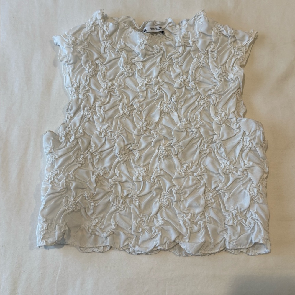 Zara White Textured Women's Blouse